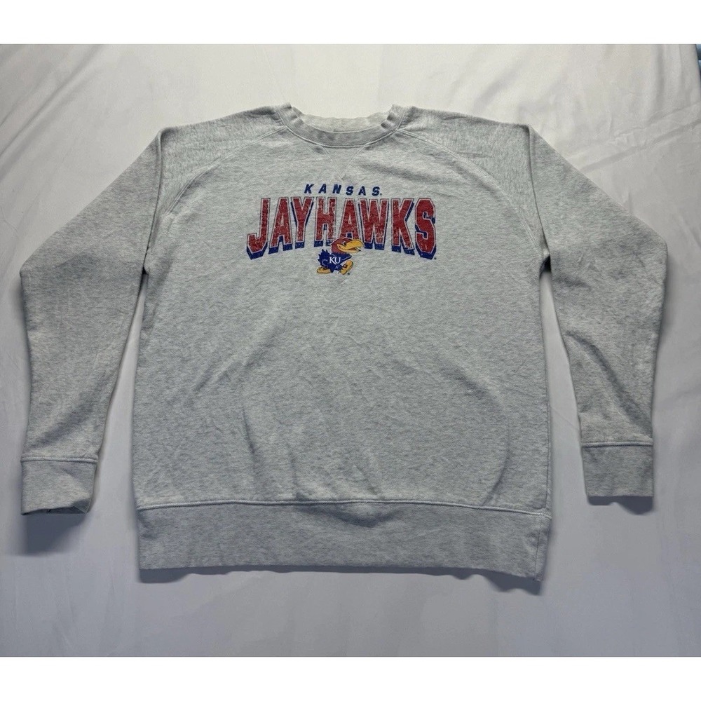 Kansas Jayhawks Vintage L KU Sweatshirt Crewneck Logo 90s Adult